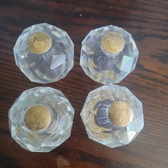 Vintage Door Knobs Handles Cut Glass Crystal Brass Old Antique - Picture 1 of 9